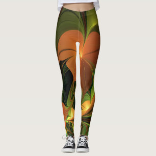 Leggings Imaginaire Plante Abstrait rouille verte Brown fra