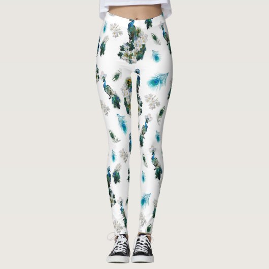 Leggings Imaginaire Royal-Peacocks blanc et bleu (Devant)