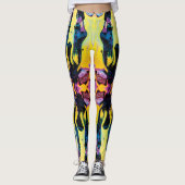 Leggings Implosion galactique interstellaire violet et jaun (Devant)