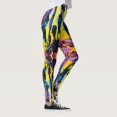 Leggings Implosion Interstellaire Violet Jaune Abstrait (Droite)