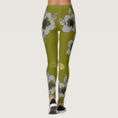 Leggings Impression à fleurs d'olive (Dos)