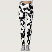 Leggings Impression Abstraite de vache Camo noir blanc (Devant)