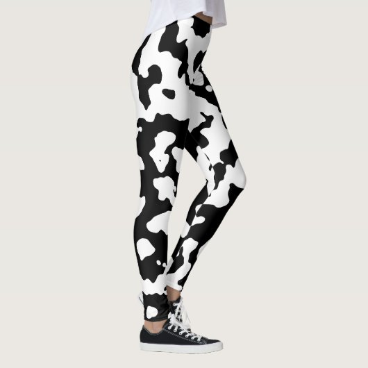 Leggings Impression Abstraite de vache Camo noir blanc (Droite)