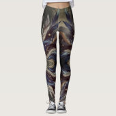 Leggings Impression Abstraite en cuivre sur noir (Devant)