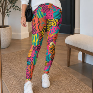 Leggings Impression animalière abstraite de Memphis