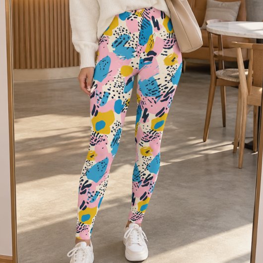 Leggings Impression d'animal abstrait rétro