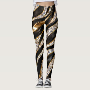 Leggings Impression d'animal en cristal de zèbre de luxe