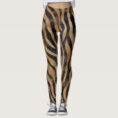 Leggings Impression d'animal tigre à l'aquarelle rustique (Devant)