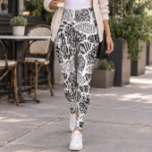 Leggings Impression d'animaux en patchwork noir et blanc