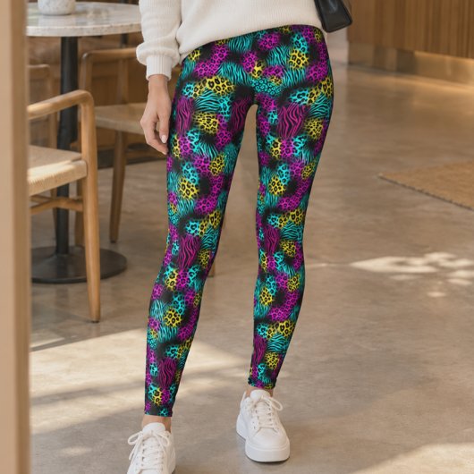 Leggings Impression d'animaux multicolores mixtes