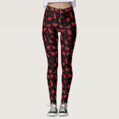 Leggings Impression de chaton noir et rouge avec empreintes (Devant)