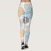 Leggings Impression de feuilles de monstera bleues et jaune (Dos)