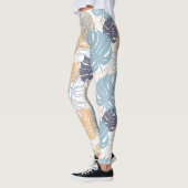 Leggings Impression de feuilles de monstera bleues et jaune (Gauche)