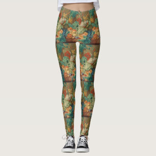 Leggings Impression de fruits et fleurs vintage pour cuisin