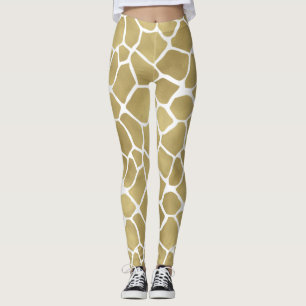 Leggings Impression de girafe or