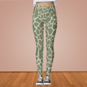 Leggings Impression de girafe verte Sage