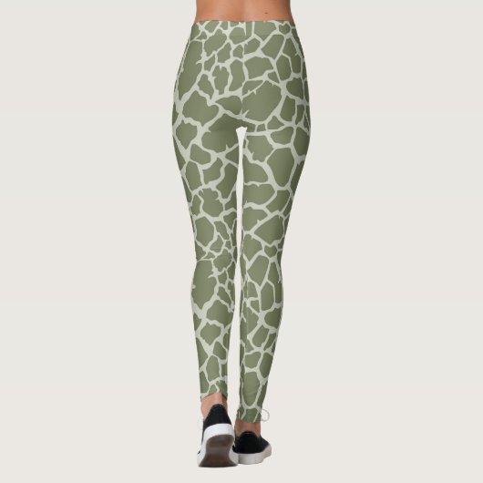 Leggings Impression de girafe verte Sage (Dos)