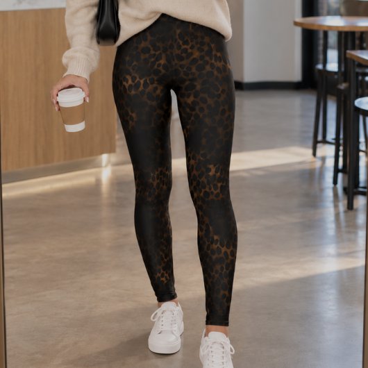 Leggings Impression de guépard à dégradé brun profond