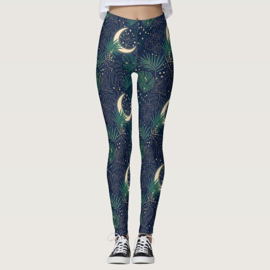 Leggings Impression de jungle au clair de lune (Devant)