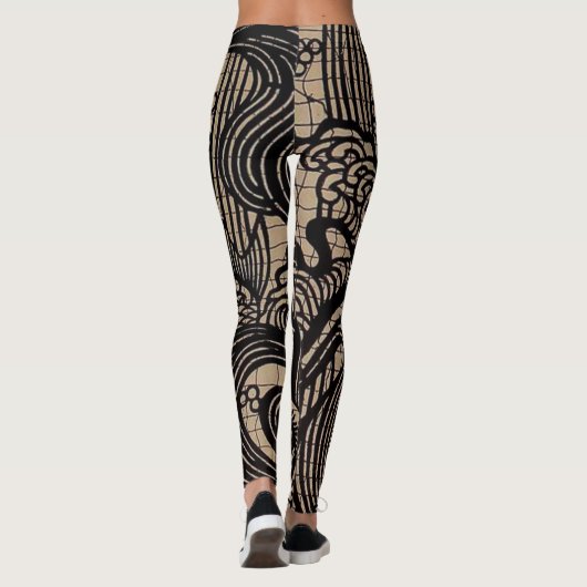 Leggings Impression de poisson noir (Dos)