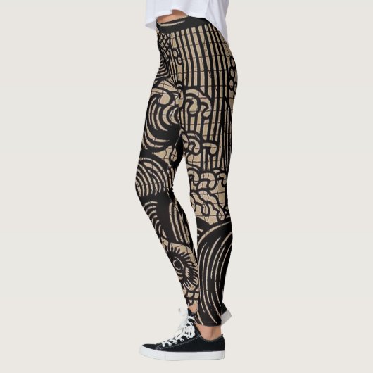 Leggings Impression de poisson noir (Gauche)