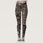 Leggings Impression de poisson noir (Devant)