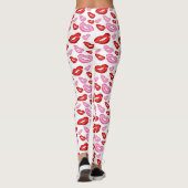 Leggings Impression de rouge à lèvres rose rouge (Dos)