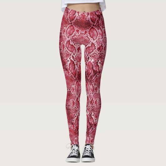 Leggings Impression de serpent rose chaud (Devant)