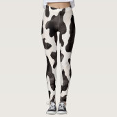 Leggings Impression de tache de vache à l'aquarelle rustiqu (Devant)