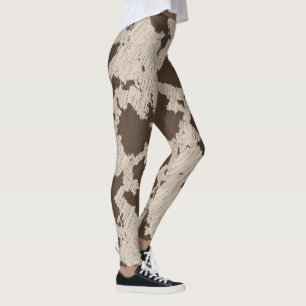 Leggings Impression de Vache Faux, Brown et crème