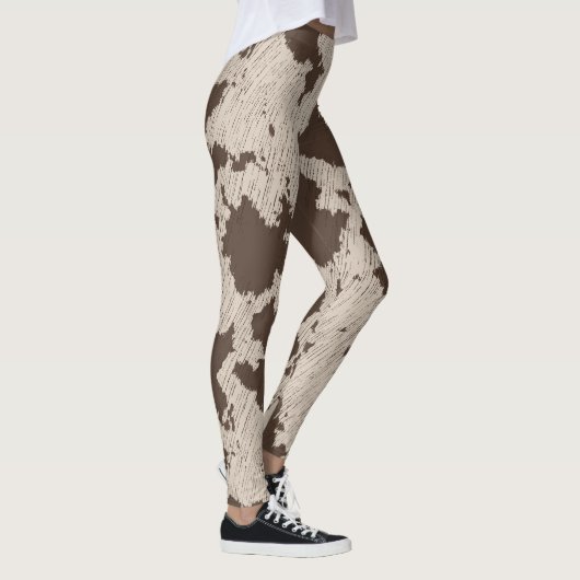 Leggings Impression de Vache Faux, Brown et crème (Droite)