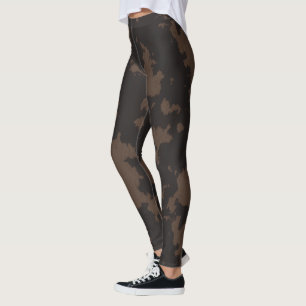 Leggings Impression de vache Faux, Brown foncé et Brown