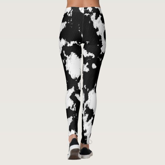 Leggings Impression de vache Faux, noir et blanc (Dos)