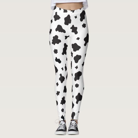 Leggings Impression de vache noir et blanc (Devant)
