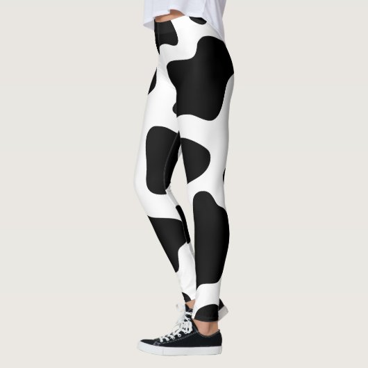 Leggings Impression de vache noir et blanc Halloween (Gauche)