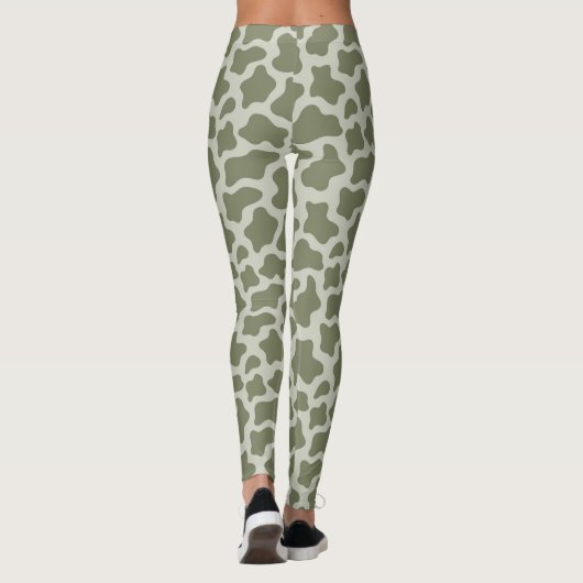 Leggings Impression de vache verte Sage (Dos)