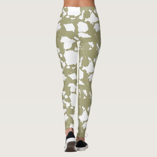 Leggings Impression de vache verte Sage (Dos)