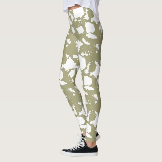 Leggings Impression de vache verte Sage (Gauche)