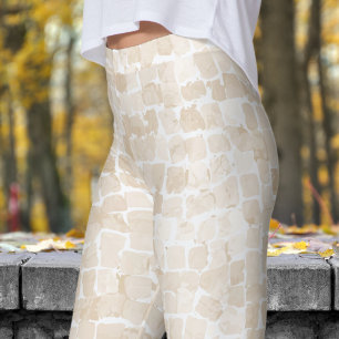 Leggings Impression délicate en pierre blanche en mosaïque