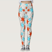 Leggings Impression d'étoile bleue et rouge (Devant)