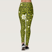 Leggings Impression d'olive avec design de fleurs blanches, (Dos)
