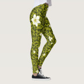 Leggings Impression d'olive avec design de fleurs blanches, (Droite)