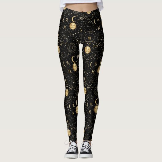 Leggings Impression du zodiaque mystique (Devant)