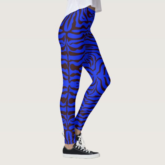 Leggings Impression électrique bleu et noir zèbre (Droite)