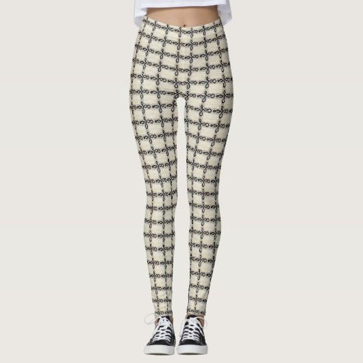 Leggings impression en courbes noir et blanc (Devant)