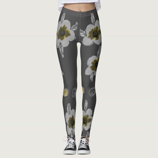 Leggings Impression en gris (Devant)