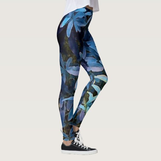 Leggings Impression Feuille bleue (Droite)