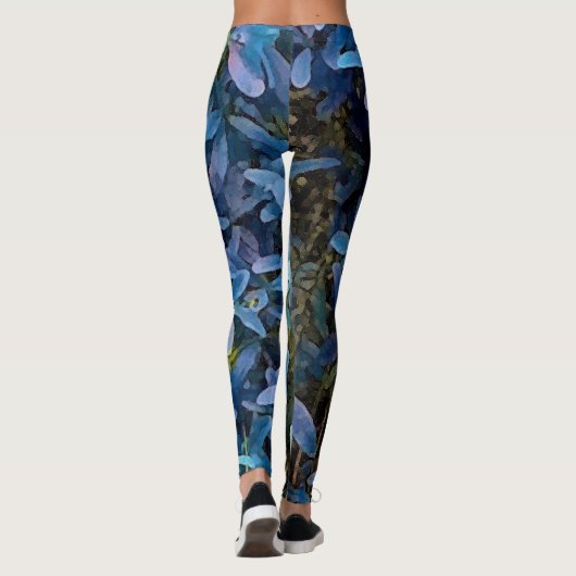 Leggings Impression Feuille bleue (Dos)