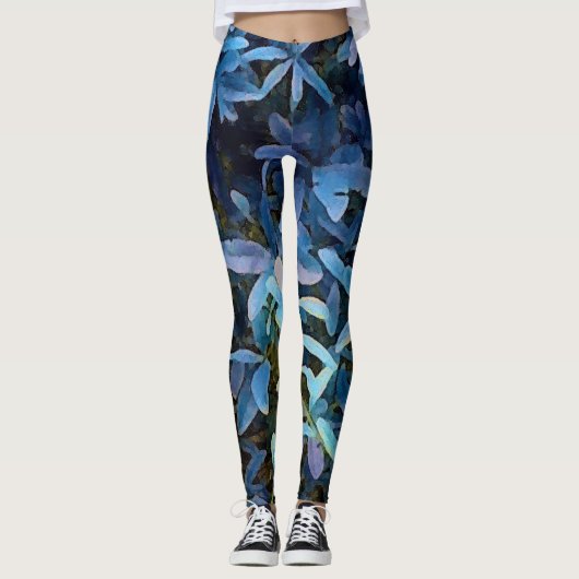 Leggings Impression Feuille bleue (Devant)