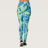 Leggings Impression florale bleue et verte magnifique (Dos)